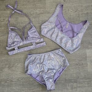 Roma Lavender Cut-out Strappy Crop Top Set